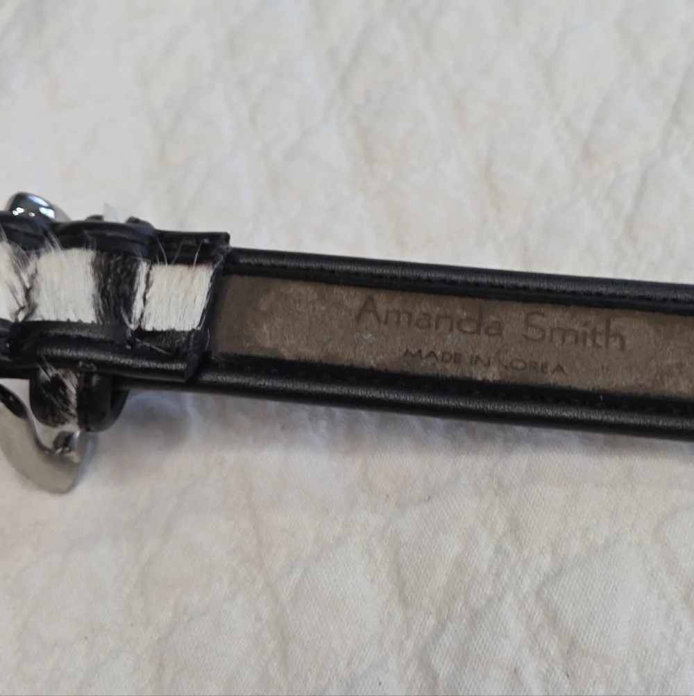Amanda Smith Zebra Print Calf Hair Thin Belt - Picture 6 of 9